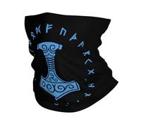 TQWSVUM Wikinger Halswärmer Für Männer Und Frauen - Nordeuropäischer Mythos Mjolnir Druck Nahtloses Bandana Snood Balaclava - Sommer Outdoor Sportarten Vintage Tragbares Gesichtstuch