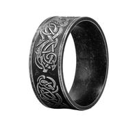 TQWSVUM Wikinger Keltischer Drachen Ring Für Männer - Nordische Mythologie Drache Edelstahl Piraten Daumenring - Mittelalter Mode Vintage Gothic Punk Hip Hop Tier Amulett Schmuck(11)