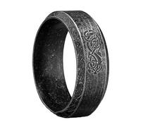 TQWSVUM Wikinger Keltischer Drachenring Für Männer Frauen - Nordische Mythologie Vintage Drachenring - Paare Edelstahl Tier Amulett Ehering Piratenring Statement Schmuck(Black_10)