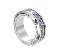 TQWSVUM Wikinger Keltischer Drachenring, Nordische Mythologie Tieramulett Spinner Ring Schmuck, Drehbarer Edelstahl Drachenschuppen Ehering Ring Für Männer Frauen 7-13(Gold,08)