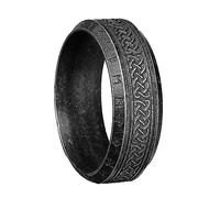 TQWSVUM Wikinger Keltischer Knoten Runen Ring - 8MM Futhark Runen Bandring Aus Edelstahl - Nordic 24 Rune Buchstabe Irischer Knoten Amulett Ring Schmuck Für Männer Frauen Jungen Größe 7-13