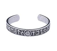 TQWSVUM Wikinger Manschettenarmbänder Für Männer Frauen - Nordisch Valknut Odin Symbol Edelstahl Offener Armreif - Handgemachte Vintage Verstellbare Armband Gravierten Schmuck
