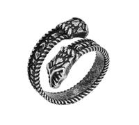 TQWSVUM Wikinger Ouroboros Ring - Herren Damen Nordisch Doppel Schlangenkopf Edelstahlring - Handgefertigter Vintage Tier Amulett Schlange Gothic Ringe Schmuck