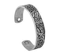 TQWSVUM Wikinger Raben Offener Armreif - Nordisch Herren Keltisches Knoten Krähen-Manschette Armband - Nordische Mythologie Odin Huginn Und Muninn Tieramulett Armband Irischer Schmuck(Silver)
