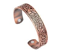 TQWSVUM Wikinger Raben Offener Armreif - Nordisch Herren Keltisches Knoten Krähen-Manschette Armband - Nordische Mythologie Odin Huginn Und Muninn Tieramulett Armband Irischer Schmuck(Red Copper)