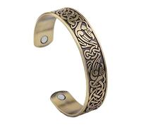 TQWSVUM Wikinger Raben Offener Armreif - Nordisch Herren Keltisches Knoten Krähen-Manschette Armband - Nordische Mythologie Odin Huginn Und Muninn Tieramulett Armband Irischer Schmuck(Bronze)