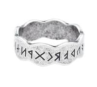 TQWSVUM Wikinger-Runenring für Damen und Herren - nordischer Edelstahl, Vintage-Futhark-Runen-Bandring - handgefertigter modischer Schutz, Odin-Buchstabenring, Paar, Amulett, Schmuck, 07, Metall