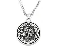 TQWSVUM Wikinger Vintage Baum Des Lebens Halskette Für Männer - Nordischer Edelstahl Weltenbaum Yggdrasil Amulett Anhänger - Street Rock Hip Hop Charme Punk Skandinavischer Schmuck