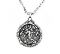 TQWSVUM Wikinger Vintage Baum Des Lebens Halskette Für Männer - Nordischer Edelstahl Weltenbaum Yggdrasil Amulett Anhänger - Street Rock Hip Hop Charme Punk Skandinavischer Schmuck