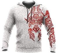 TQWSVUM Wikinger Wolf Hoodie, Herren Damen Norse Mythology Celtic Fenris Graphic 3D Gedrucktes Jacken Sweatshirt, Mittelalterlicher Cosplay Casual Plus Size Fashion Zip Up Pullover