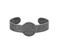 TQWSVUM Wikinger Yggdrasil Armband Für Männer Frauen - Nordische Mythologie Heidnischer Baum des Lebens Manschettenarmband - Handgemachtes Edelstahl Keltischer Knoten Offener Armreif Modeschmuck
