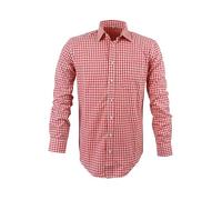 TR Martha Trachtenhemd Herren Oktoberfest Hemd Outfit Tracht Kariertes Hemd Rot Trachtenhemden Freizeithemd Langarm Karohemd Baumwolle S-3XL (M, Rot)