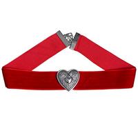 Trachten Dirndl Kette Kropfband Samt Edelweiss Herz (Rot)