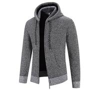 Trachten Jacke Männer: Sportlich mit Kapuze Modern Strick Janker Wintermantel Herbst 3XL mit Reißverschluss Lang Cardigan Trachtenjacke Leicht Langarm Sweatjacke Strickjacke