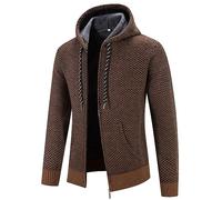 Trachten Jacke Männer: Sportlich mit Kapuze Modern Strick Janker Wintermantel Herbst 3XL mit Reißverschluss Lang Cardigan Trachtenjacke Leicht Langarm Sweatjacke Strickjacke