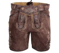 Trachten Rebell Lederhose Liesl Damen braun | Kurze Ledershorts mit Knöpfen | Ziegenvelours-Leder Rauch Gr 44