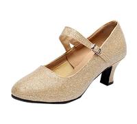 Trachten Schuhe Für Damen Breite Füße High Heels Halbschuhe mit Absatz Dunkelblau Tanzschuhe Mary Janes Größe Absatzschuhe Trachtenschuhe Weite H Pumps zum Kleid Bequem Spangenpumps Dirndl