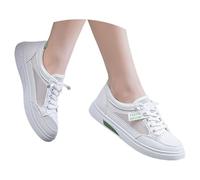 Trachten Sneaker Damen Weiss Spitzen - Trachtenschuhe Elegante Sommerschuhe Bestickte Plateau Hochzeitsschuhe Flach Mesh Brautschuhe Sommer Stoffschuhe Dirndl Schuhe Oktoberfest Turnschuhe, 35-43 EU