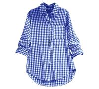Trachtenbluse Damen Kariert - Rot Weiß Karohemd Trachten Baumwolle Leinen Trachtenblusen Oktoberfest Bluse Trachtenhemd Große Größen Trachtenmode Knopfleiste Tuniken Hemdbluse
