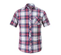 Trachtenhemd Herren Kurzarm, Oktoberfest Herren Hemd Kariertes Kurzarmhemd Kariert Karohemd Slim Fit Karohemd mit Knopfleiste Herrenhemden Vintage Sommerhemd, Herren Hemden Kurzarm für Vintage Looks