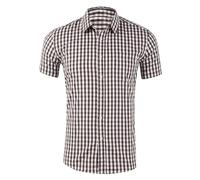 Trachtenhemd Herren, Oktoberfest Hemd Herren Kurzarm Kariert Kurzarmhemd Kariert Karohemd Slim Fit Karohemd mit Knopfleiste Sommerhemd Lustig Herrenhemden, Hemd Trachten für Oldschool Fashion