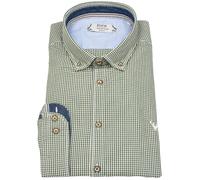 Trachtenhemd - Slim Fit - Button Down - kariert - grün / weiß Pure
