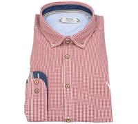 Trachtenhemd - Slim Fit - Button Down - kariert - rot / weiß Pure