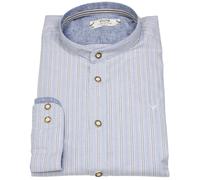 Trachtenhemd - Slim Fit - Stehkragen - feine Streifen - blau Pure