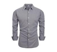 Trachtenhemden Herren Basic Atmungsaktiv Kariertes Hemd Regular Fit Stehkragen Trachtenhemd 4XL Baumwolle Karohemd Trachtenshirt Trachten Hemden Einfarbig Slim,Schwarz,XXL