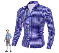 Trachtenhemden Herren Langarm Oktoberfest Outfit Karohemd Slim Fit Kariertes Hemd Herrenhemden Button Down Trachtenshirt Trachtenblusen Bayrische Trachtenmode Für Festival