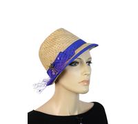 Trachtenhut ALLGÄU REBELL "München", Damen, blau (royal), Stroh, Antik-Look, Hüte, aus Bast, Made in Italy (83866648-0) royal