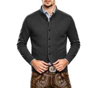 Trachtenjacke Herren - Traditioneller Trachtenjanker mit Knopfleiste, Strickjacke Herren, Oktoberfest Outfit, Lederhosen Jacke, Trachtenweste, Trachtenmode für Männer, Dunkelgrau und Grau, L-5XL