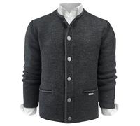 Trachtenjacke Strickweste Janker Strickjacke Wolljacke Strickjanker Herren Trachten Jacke Weste Schurwollmischung Trachtenjanker Strick Trachtenweste waschbar dunkelgrau braun, Größe:44, Farbe:grau