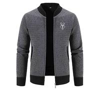 Trachtenjanker Für Herren, 3XL Langarm Strick Leicht Trachtenjacke Pullover Modern Ohne Kapuze mit Reißverschluss Lang Cardigan Strickjacke Herbst Sportlich Sweatjacke Wintermantel