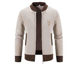 Trachtenjanker Für Herren, 3XL Langarm Strick Leicht Trachtenjacke Pullover Modern Ohne Kapuze mit Reißverschluss Lang Cardigan Strickjacke Herbst Sportlich Sweatjacke Wintermantel