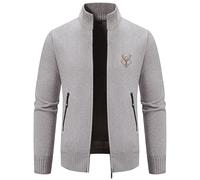 Trachtenjanker Für Herren Lang Langarm Sportlich mit Kapuze Strickjacke Trachtenjacke Modern Leicht Winter Cardigan Wintermantel mit Reißverschluss Strick Sweatjacke Freizeit-Jacke