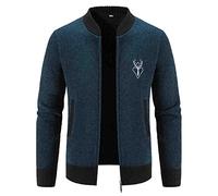 Trachtenjanker Für Herren Lang Langarm Sportlich mit Kapuze Strickjacke Trachtenjacke Modern Leicht Winter Cardigan Wintermantel mit Reißverschluss Strick Sweatjacke Freizeit-Jacke