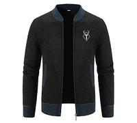 Trachtenjanker Für Herren Lang Langarm Sportlich mit Kapuze Strickjacke Trachtenjacke Modern Leicht Winter Cardigan Wintermantel mit Reißverschluss Strick Sweatjacke Freizeit-Jacke