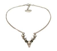 Trachtenkette mit Hirsch-Anhänger - Metall Halskette mit Hirsch & Geweih, Damen Dirndlkette für Trachtenbluse und Lederhose, Dirndl-Schmuck fürs Oktoberfest, Trachtenschmuck (antik-silber-farben)