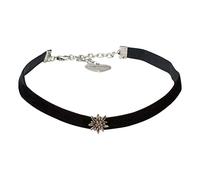 Trachtenkette Samt mit Strass-Edelweiss - Damen Samt-Kropfband enganliegend, Kropfkette elastisch, Dirndlkette, Dirndl-Schmuck zum Oktoberfest, Trachtenschmuck (in traditionellen Farben)