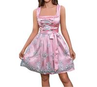 Trachtenkleid Dirndl Damen Marjo Stretch Dirndle Grau Rosa Grosse Grössen Lang
