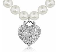 Trachtenland LUISIA® Perlen Kette mit Strass Herz und Premium Kristallen - Zauberhaftes Schmuck Collier zum Dirndl, Brautkleid oder Abendkleid