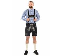 Trachtenlederhose ALESSANDRO SALVARINI "ASFerdl", Herren, Gr. 50, Normalgrößen, schwarz, 100% Rindsleder, Hosen, Lederhose in Trachtenstil in kurzer Schnittform aus Echtleder (90271710-50) schwarz
