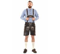 Trachtenlederhose ALESSANDRO SALVARINI "ASFerdl", Herren, Gr. Gr. 56, Normalgrößen, dunkelbraun, 100% Rindsleder, Hosen, Lederhose in Trachtenstil in kurzer Schnittform aus Echtleder (12523027-56) dun