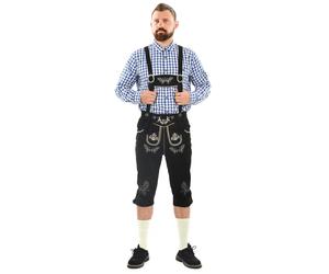 Trachtenlederhose ALESSANDRO SALVARINI "ASGustl", Herren, Gr. 54, Normalgrößen, schwarz, 100% Rindsleder, Hosen, Lederhose in Trachtenstil mit Stickerei und Trägern aus Echtleder (48068517-54) schwarz