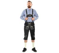 Trachtenlederhose ALESSANDRO SALVARINI "ASGustl", Herren, Gr. 58, Normalgrößen, schwarz, 100% Rindsleder, Hosen, Lederhose in Trachtenstil mit Stickerei und Trägern aus Echtleder (48068517-58) schwarz