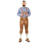 Trachtenlederhose ALESSANDRO SALVARINI "ASGustl", Herren, Gr. 60, Normalgrößen, braun (hellbraun), 100% Rindsleder, Hosen, Lederhose in Trachtenstil mit Stickerei und Trägern aus Echtleder (42430306-6