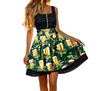 Trachtenrock Damen, Eleganter bayerischer Midirock fürs Oktoberfest mit hohem Bund, Reißverschluss vorne, Bindegürtel und Schürzenverzierung aus Schleife.