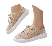 Trachtenschuhe Damen Ballerina,Trachtenschuhe Damen Flach - Spitzen Dirndl Trachten Sneaker Mesh Atmungsaktive Sommerschuhe Weiß Hochzeitsschuhe Braut Stoffschuhe Sport Tennisschuhe Turnschuhe