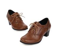 Trachtenschuhe Damen Blockabsätze Dirndl Schuhe Bequem Elegant Pumps Breite Füße Chunky Geschlossene Zehe Business Schuhe Weite H Runde Kleid Hochzeitsschuhe Arbeit Riemchenpumps, Braun, 43/EU